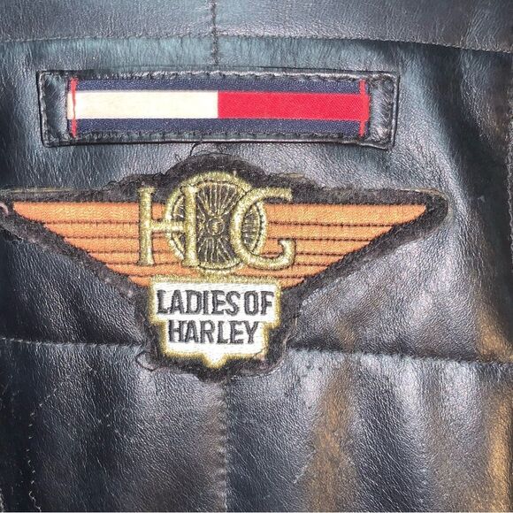 Customized LADIES OF HARLEY Vintage 90s Tommy Hilfiger Quilted Leather Jacket - Picture 4 of 16